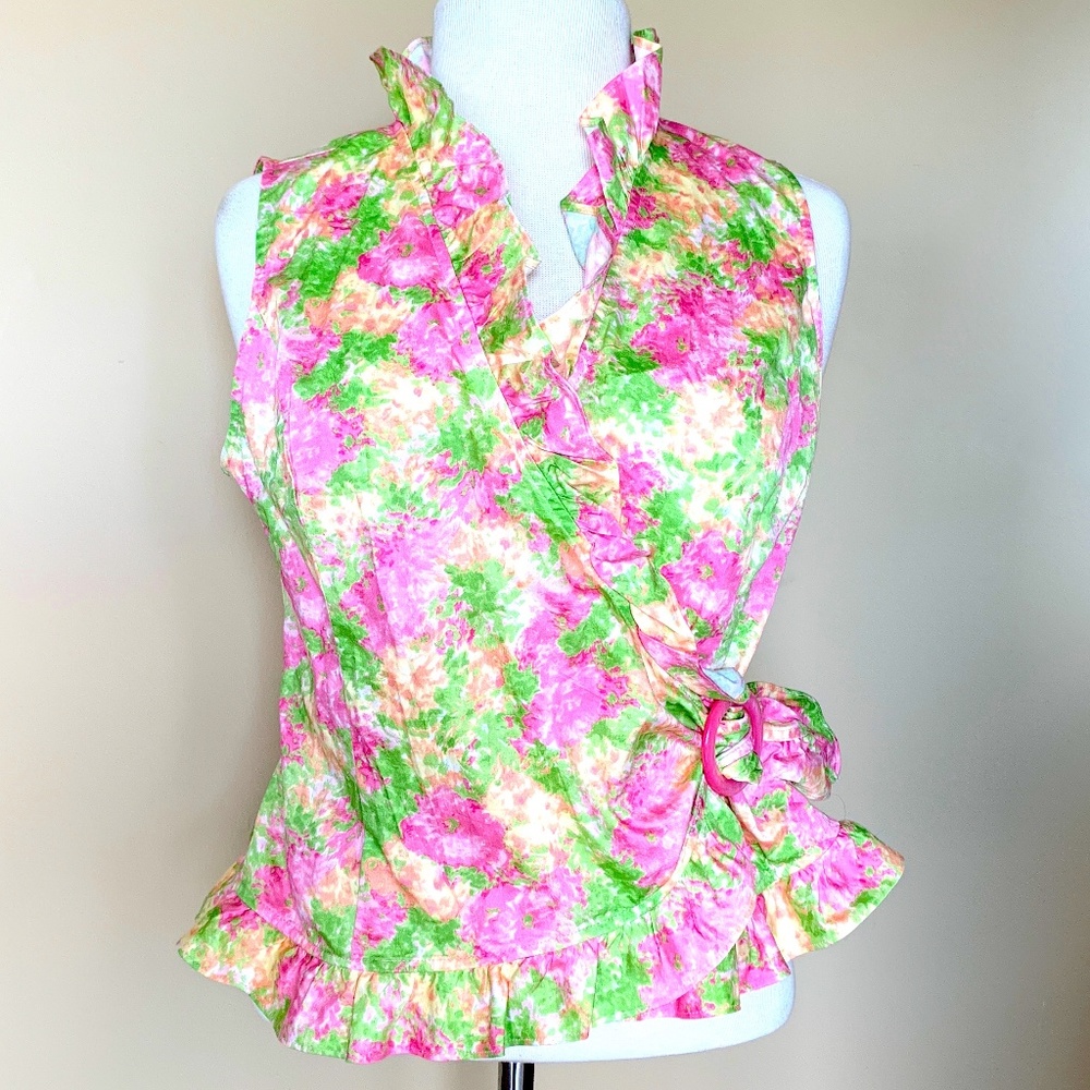 Jones New York Ruffled Wrap Top.